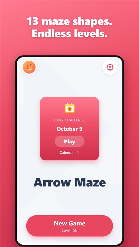 Arrow Maze home screen with the daily challenge