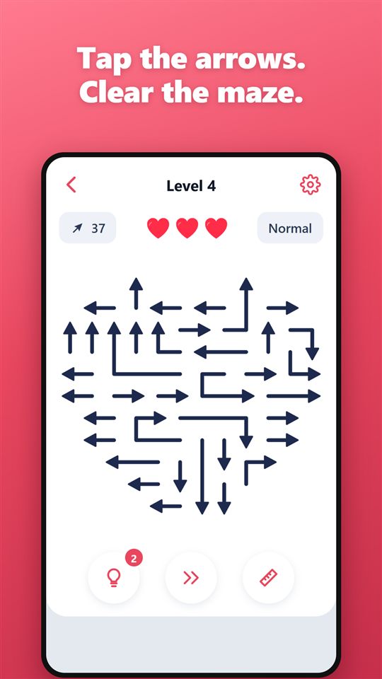 An Arrow Maze puzzle in progress